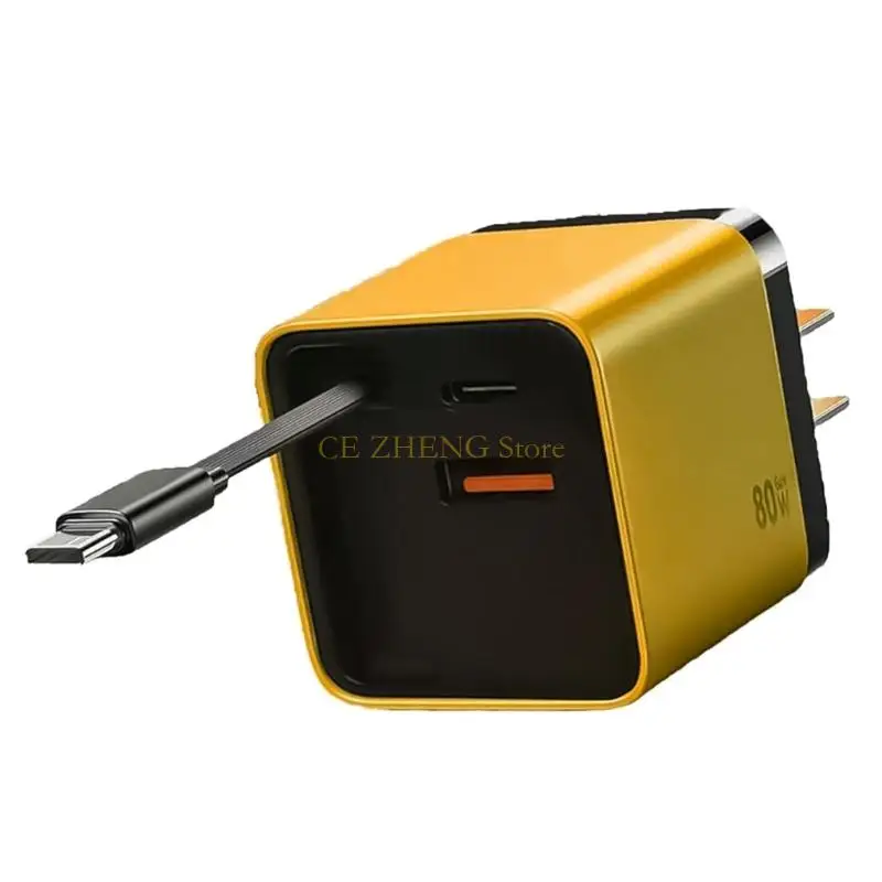 E56B PD80W 빠른 충전기 개폐식 USB C 코드 2 포트 충전 접이식 설계