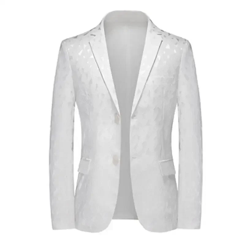 

Men's Fashion Casual Embossed Suit Coat Slim Fit Youth Large White Small Suit Top