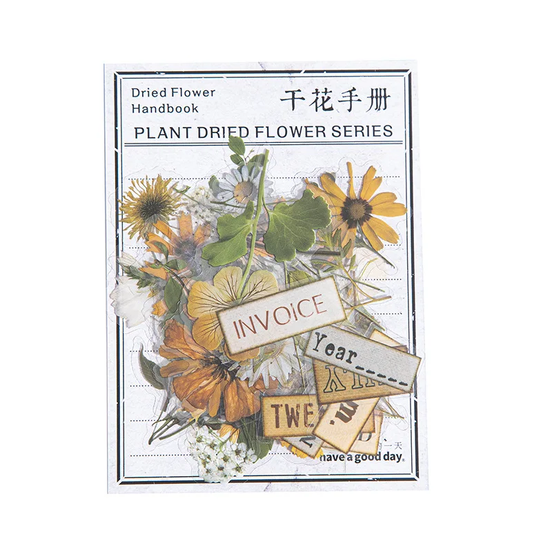 50 Pcs/pack Dried Flower Handbook Series Decorative Sticker Retro Collage Scrapbooking Label Diary Album Journal Planner