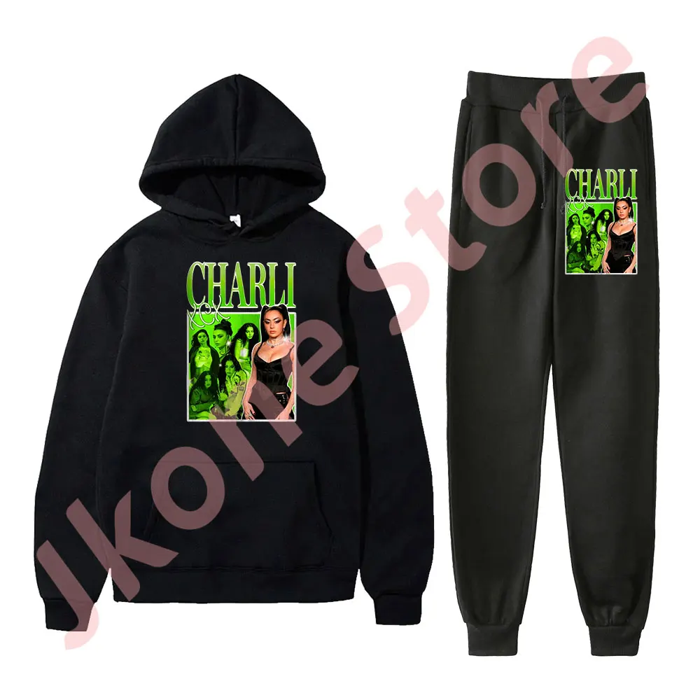 

Charli XCX Brat Logo Vintage 90's Merch Hoodies Jogger Pants Set Unisex Fashion Casual HipHop Streetwear