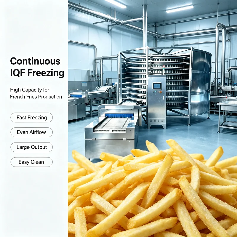 Spiral IQF Freezer Unit Dumpling Seafood Pizza Nugget Commercial Flash Chiller Industrial Cold Freezing Line