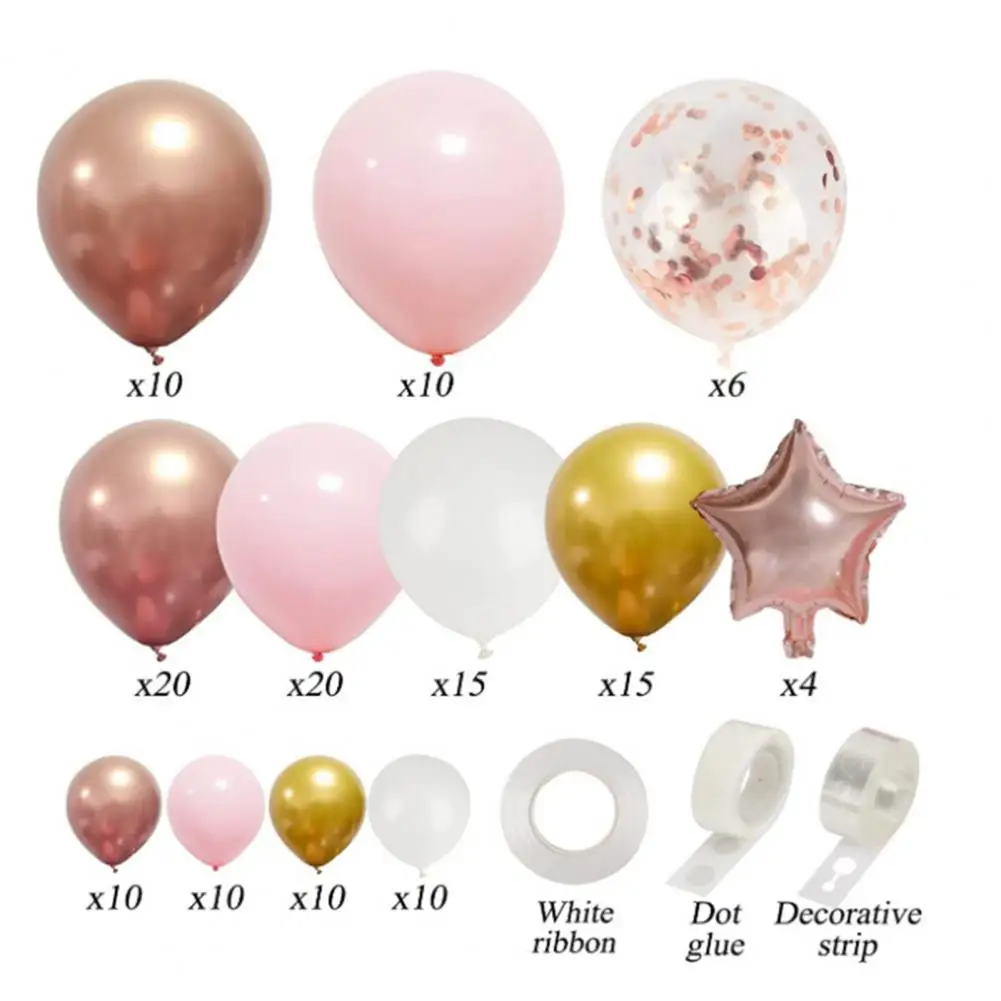 140Pcs Balloons Arch Kit Rose Golden Star Balloon Garland Birthday Wedding Graduation Party Decoration