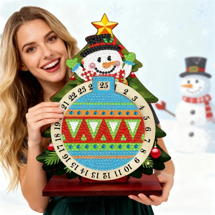 

Pine Tree Snowman Christmas Diamond Painting Tabletop Ornaments Kit Desktop Diamond Art Kits 5D DIY Diamond Art Tabletop Decorat