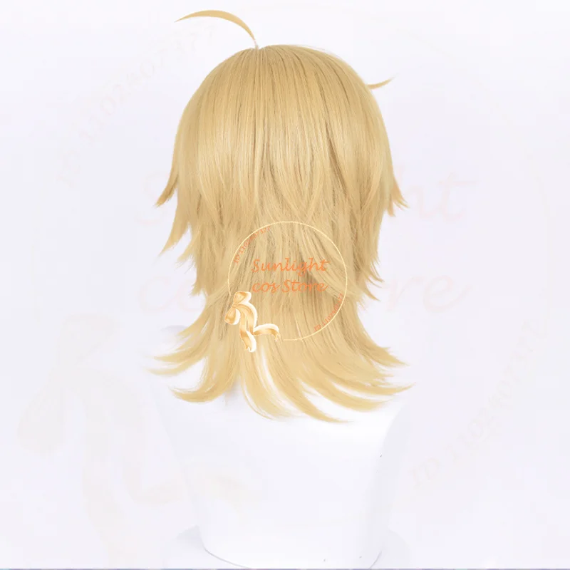 ES Hakaze Kaoru Cosplay Wig 40cm Flax Golden Wig Heat Resistant Synthetic Hair Halloween Party Cosplay Anime Wigs