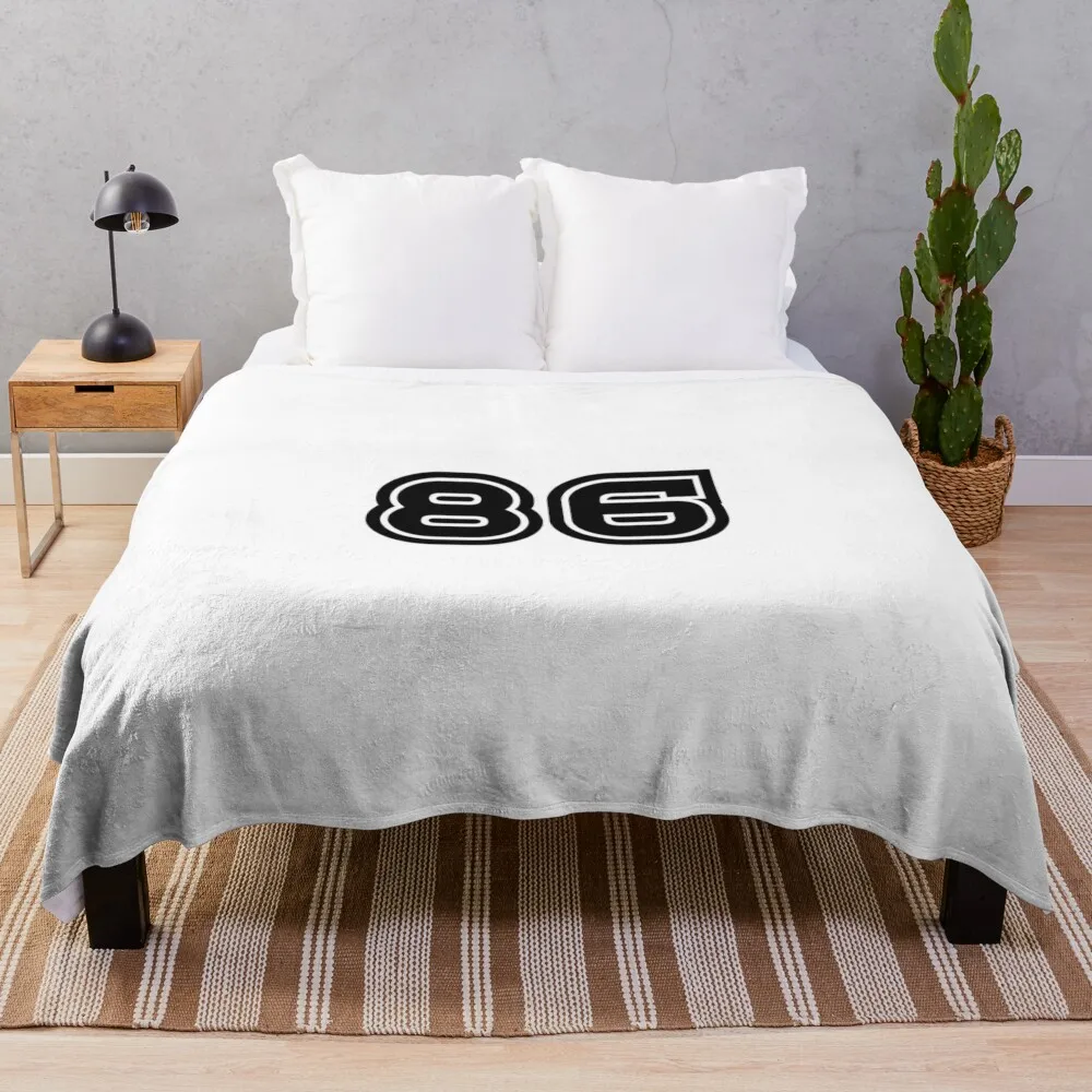 86, eighty-six, black, sport Throw Blanket Thermal Retros Comforter Blankets