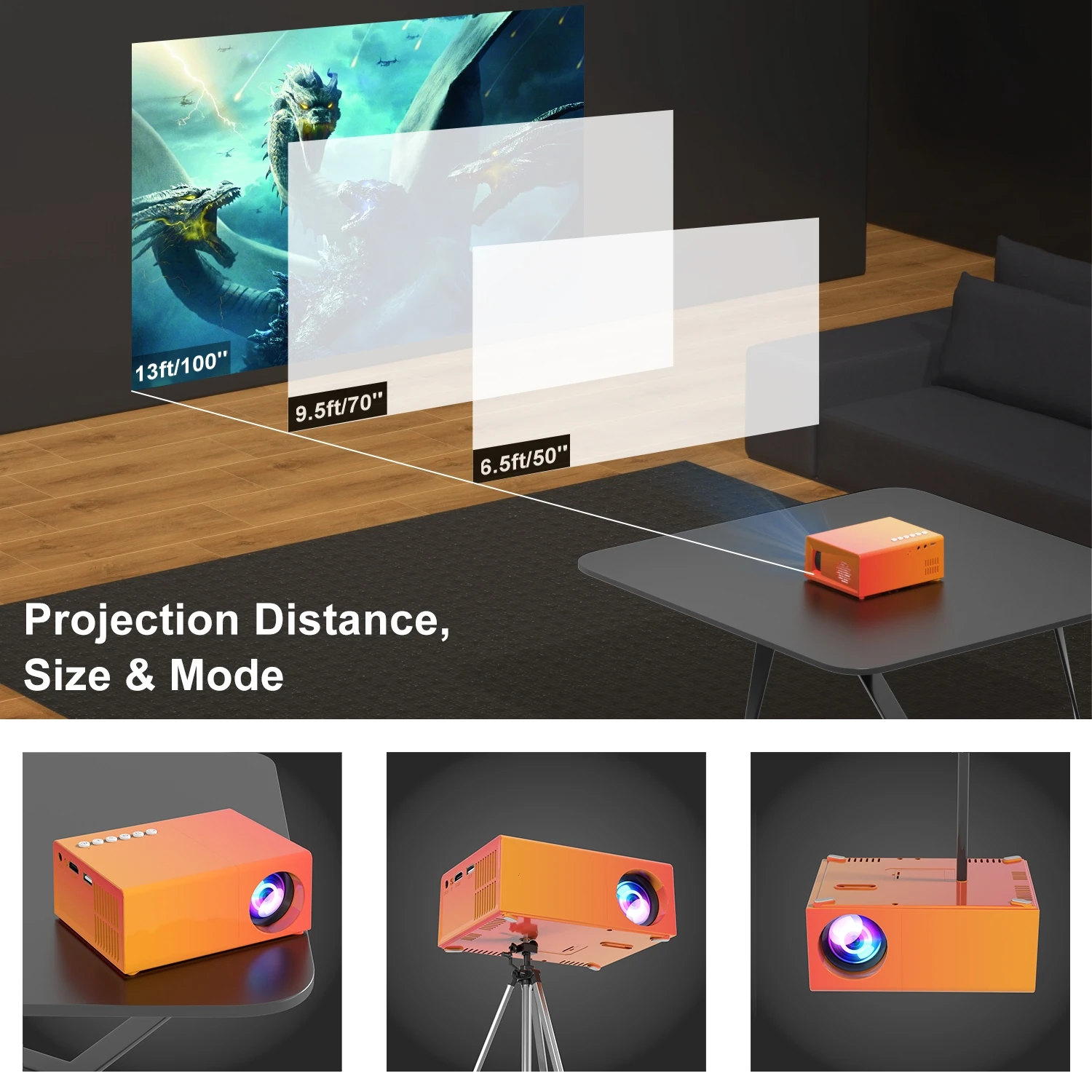 Salange J9Cสมาร์ทโปรเจคเตอร์Android 9 โฮมเธียเตอร์WiFiสนับสนุนโทรศัพท์มือถือPower Bank 720Pภาพยนตร์Update YG300 เด็กของขวัญ