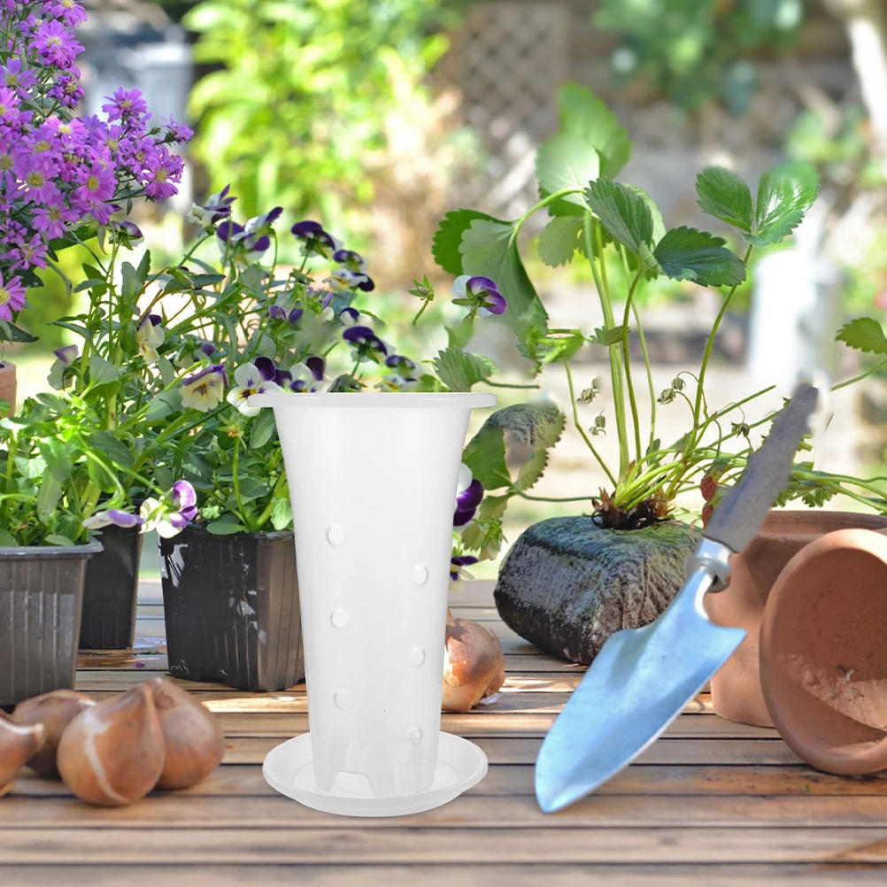 

4 Sets One Piece Root Control with Tray Flower Pot Indoor Plastic Clear Planter