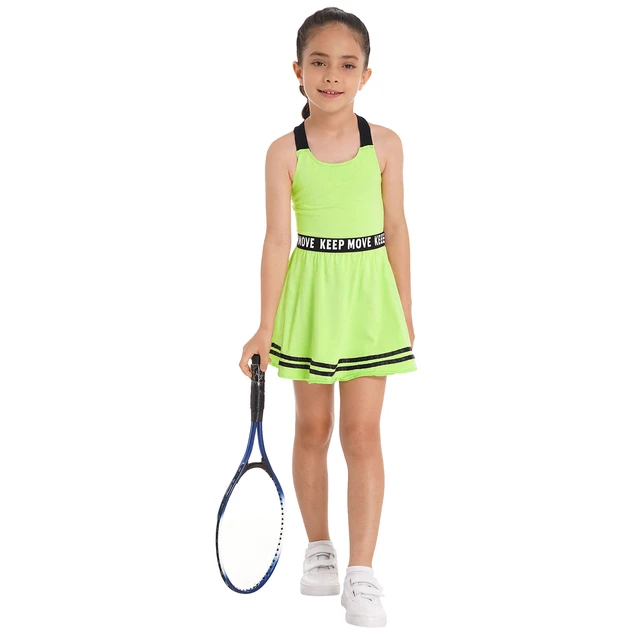 Vestido deportivo informal para ninas pequenas vestidos de tenis ropa de gimnasio espalda abierta sin mangas con volantes conjunto de ropa con pantalones cortos AliExpress