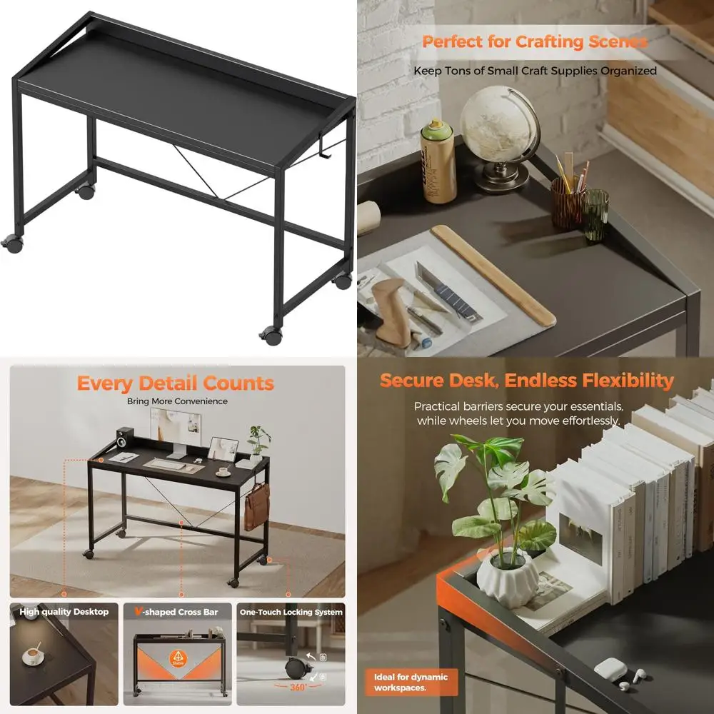 

Portable Rolling Desk for Gaming and Home Office, Compact Design for Small Spaces and Studying