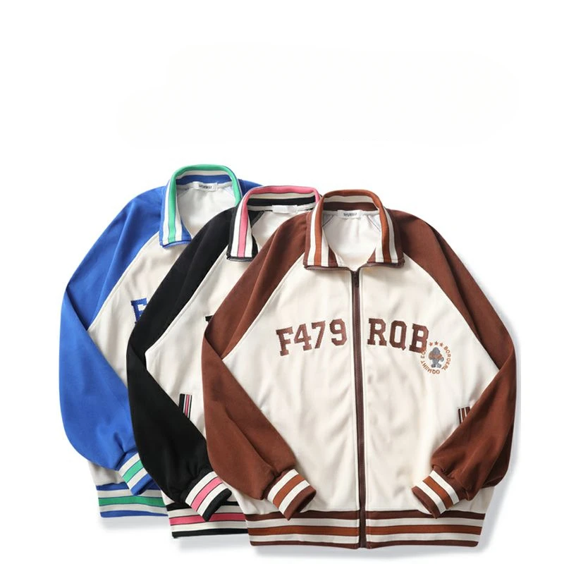 

American Retro Baseball Uniform Men and Women Street Fashion Brand Couple Hip Hop Loose Contrast Color Sports Jacket