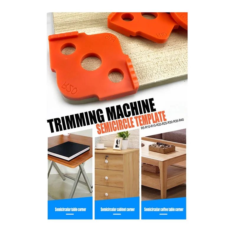 

A02R! 4Pcs Woodworking Router Corner Radius Templates Jig R5 to R40 Routing Curved Corners Milling Circular Radian Orange