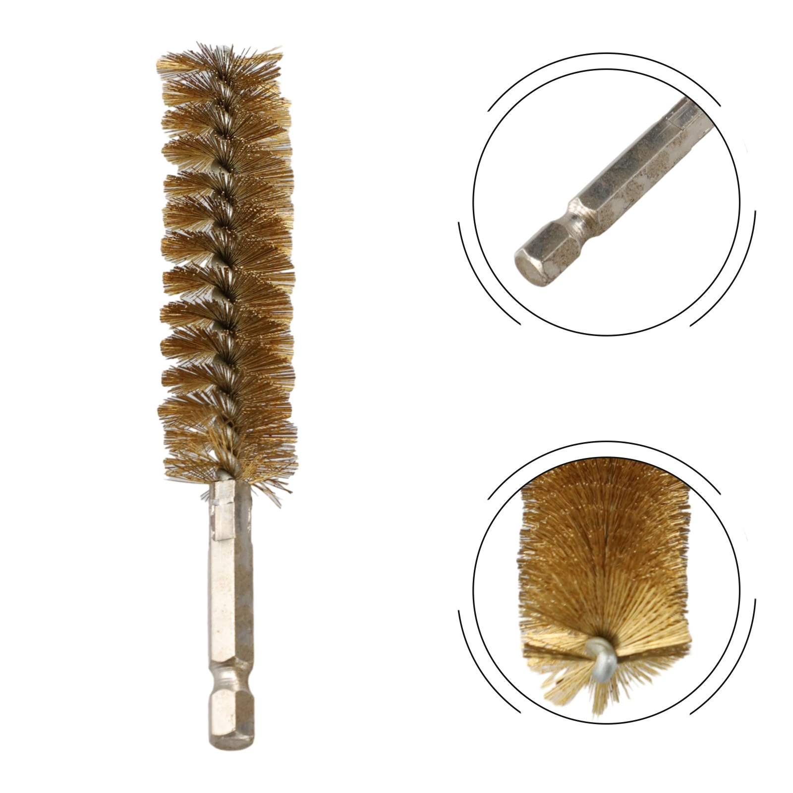 1pc Brass Wire Tube Machinery Cleaning Brush Rust Cleaner 1/4Inch Shank For Automotive Manufacturing Washing Polishing Deburring