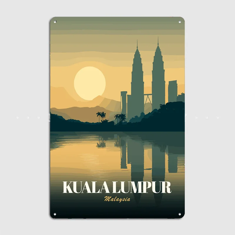 Kuala Lumpur Malaysia Travel Poster Metal Sign Room Decor Wall Custom Bedroom Indoor Home Wall Decor Posters Room Decoration
