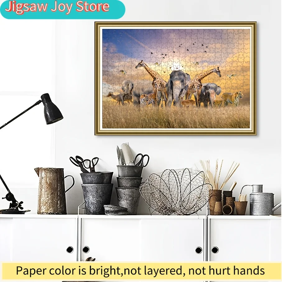 1 caja de piezas de rompecabezas de papel que se ajustan perfectamente entre sí para adultos, juego de "Animales de la pradera" - Ideal para fiestas, familiares y amigos