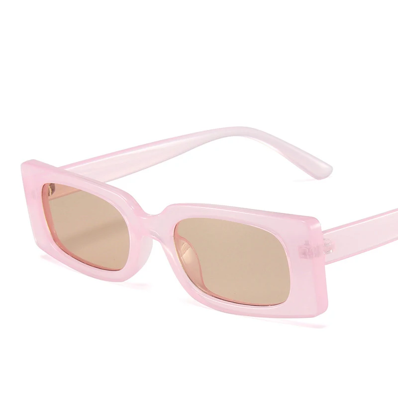 New Fashion Rectangle Pink Sunglasses for Women Vintage Small Travel Square Sun Glasses Jelly Female Eyewear Shades UV400