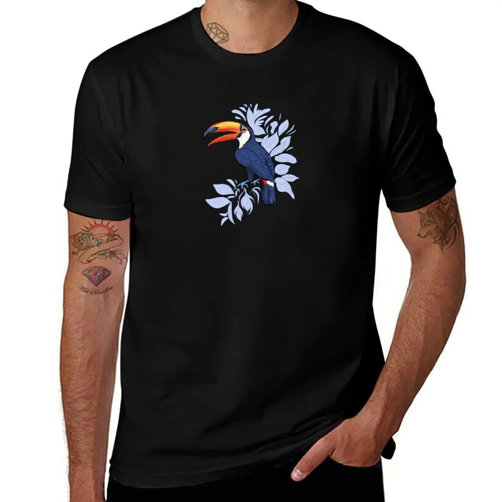 

Toucan in the tropical Jungle _ dusty pink & navy blue palette T-Shirt anime tshirt funny t shirts cotton