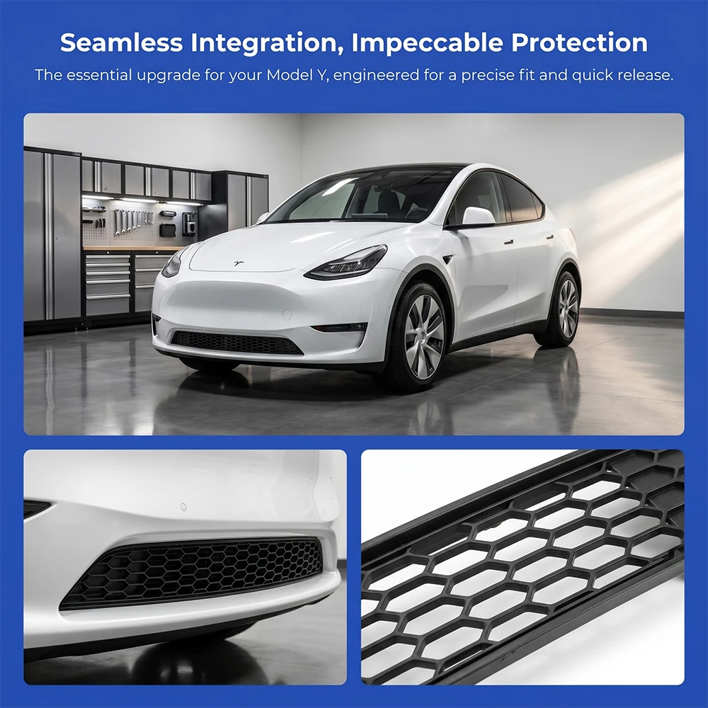 For Tesla Model Y 21-24 Model 3 Highland Car Lower Bumper Insect-proof Net Front Grill Dust Proof Cover Grid Filter Accessories