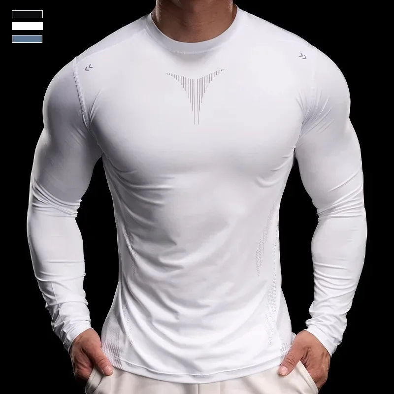 Autumn Sports Gym Fitness Clothes Tights Long-sleeved Running Training Bottoming Tops Long-sleeved T-shirts High Elasticity