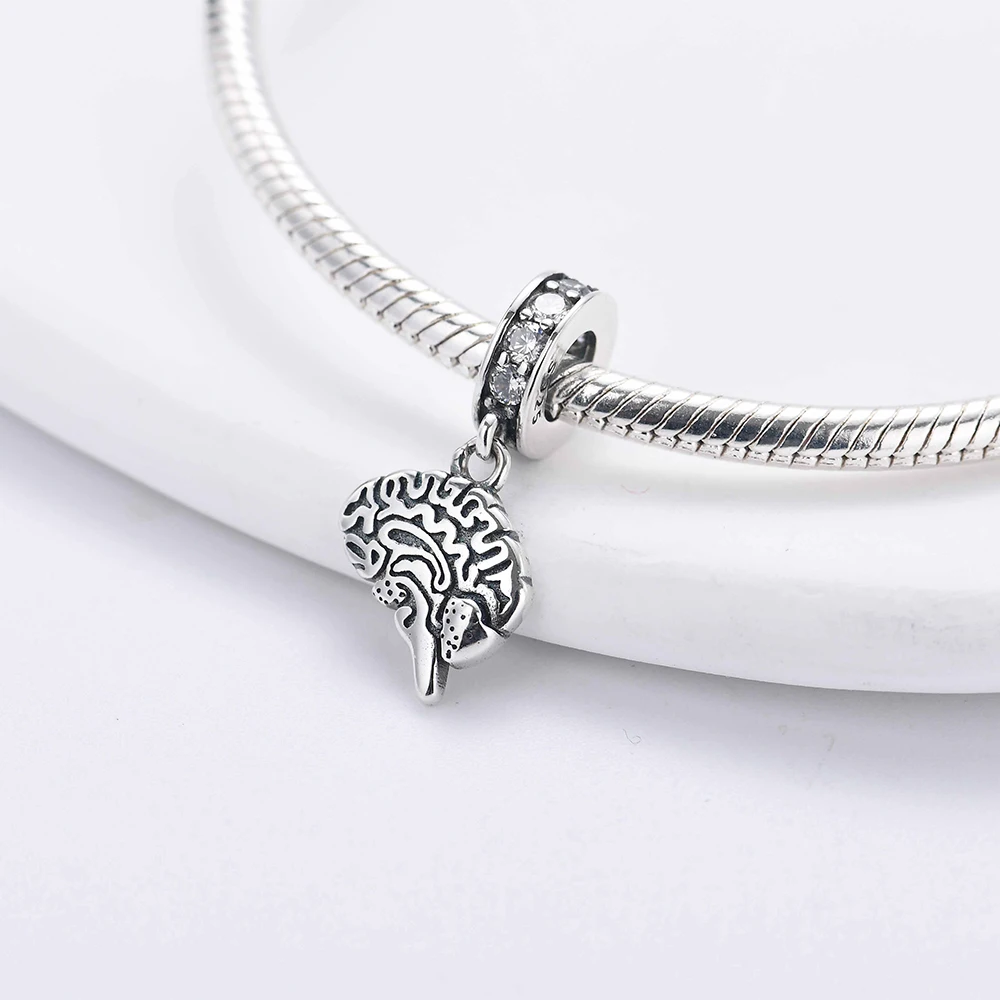 Nuovo argento sterling 925 serie dottore infermiere nastro rosa con perline ciondola il fascino adatto per la collana originale del braccialetto di marca 925 regalo di gioielli