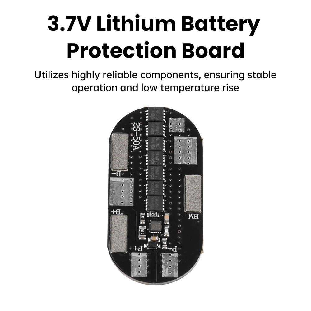 2S 50A 3.7V Lithium Battery Charging Protection Module Battery Balancing Management System BMS for 21700 High-Drain Fan Cells