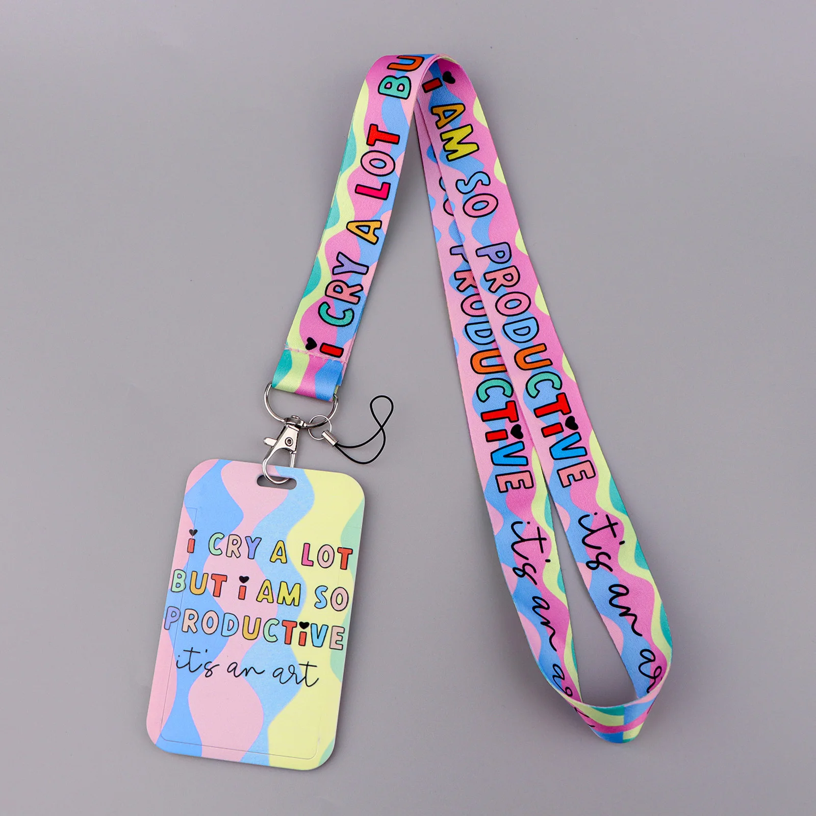 

Rainbow Color Lanyard Credit Card ID Badge Holder Key Ring Bag Card Cover Keychain Fashion Phone Charm New Accessories