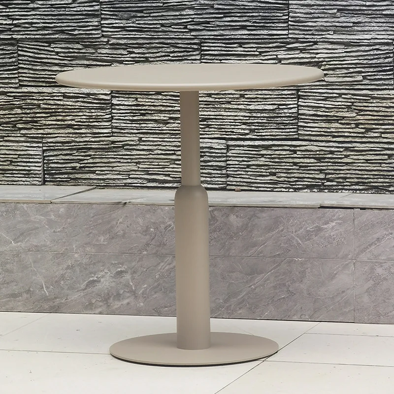 Outdoor table plastic wood wrought iron table teak square long black and white wood grain color coffee western restaurant