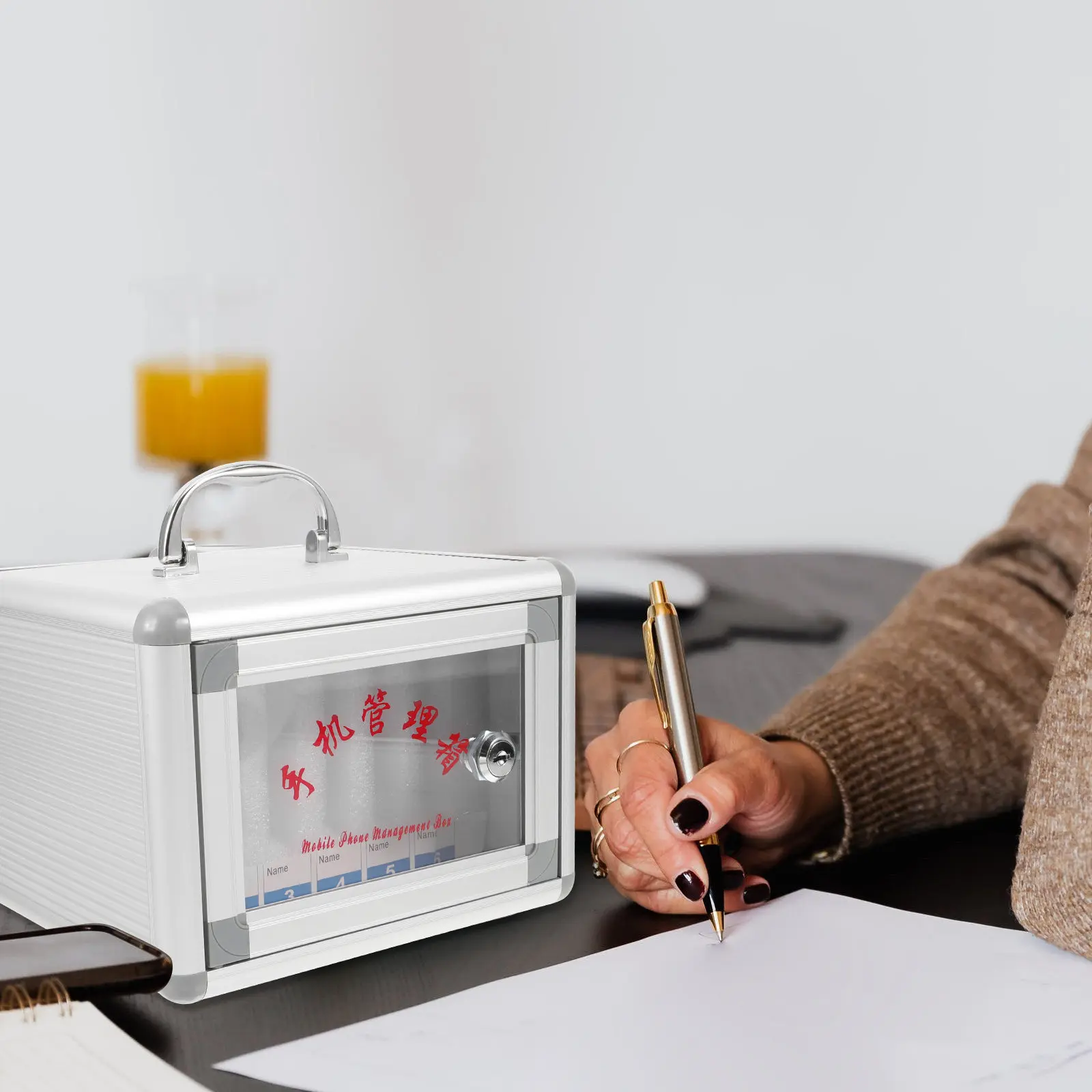 

Металлический шкаф для хранения телефонов с несколькими отсеками, органайзер-бокс из алюминиевого сплава с защитой от давления для классов и ресторанов