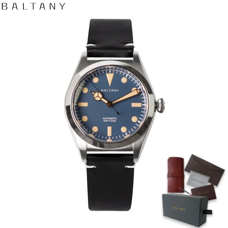 Baltany ريترو Bubbleback ساعة رجالي S4029 جلدية فاخرة الياقوت OVETTO NH38 حركة الاستوائية الهاتفي ساعة أوتوماتيكية الرجال