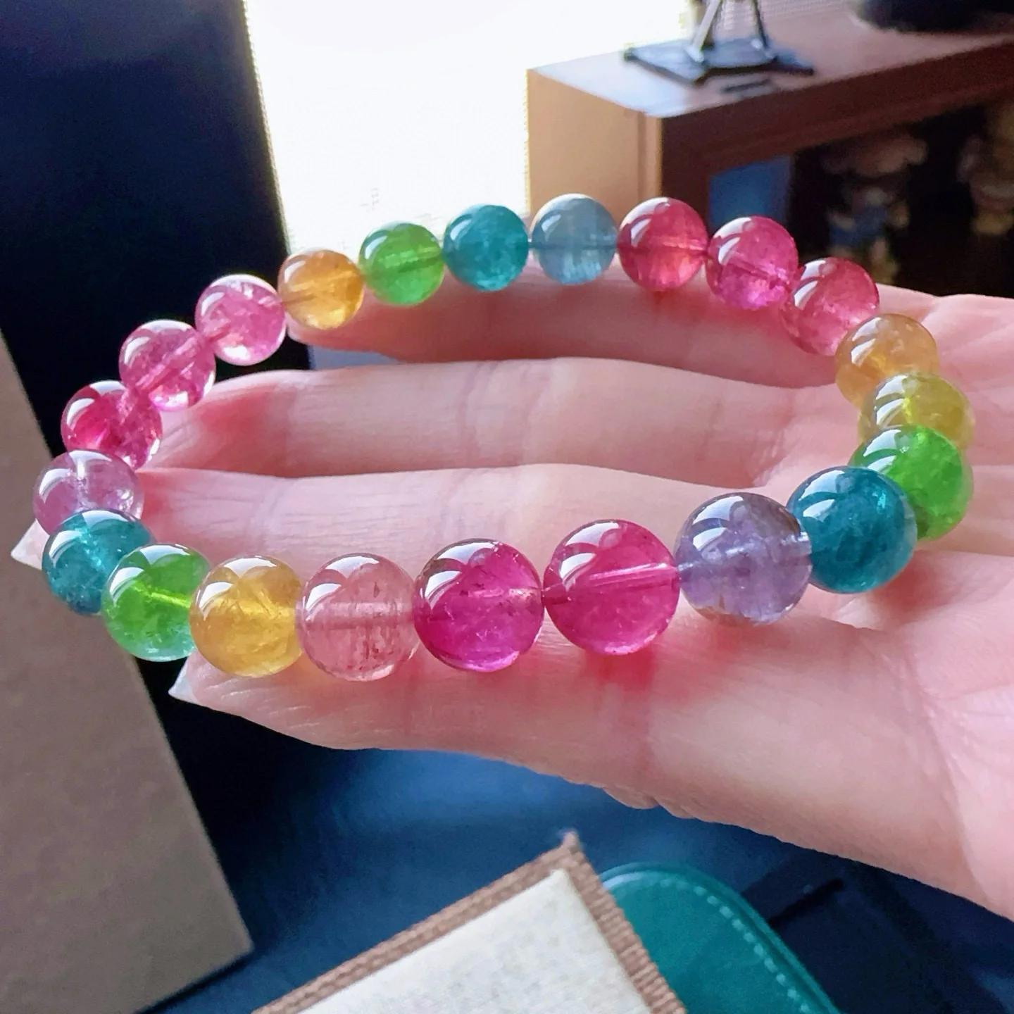 

Natural Colorful Tourmaline Clear Barrel Beads Bracelet 8.8mm Purple Red Green Tourmaline Women Men Jewelry AAAAAAA