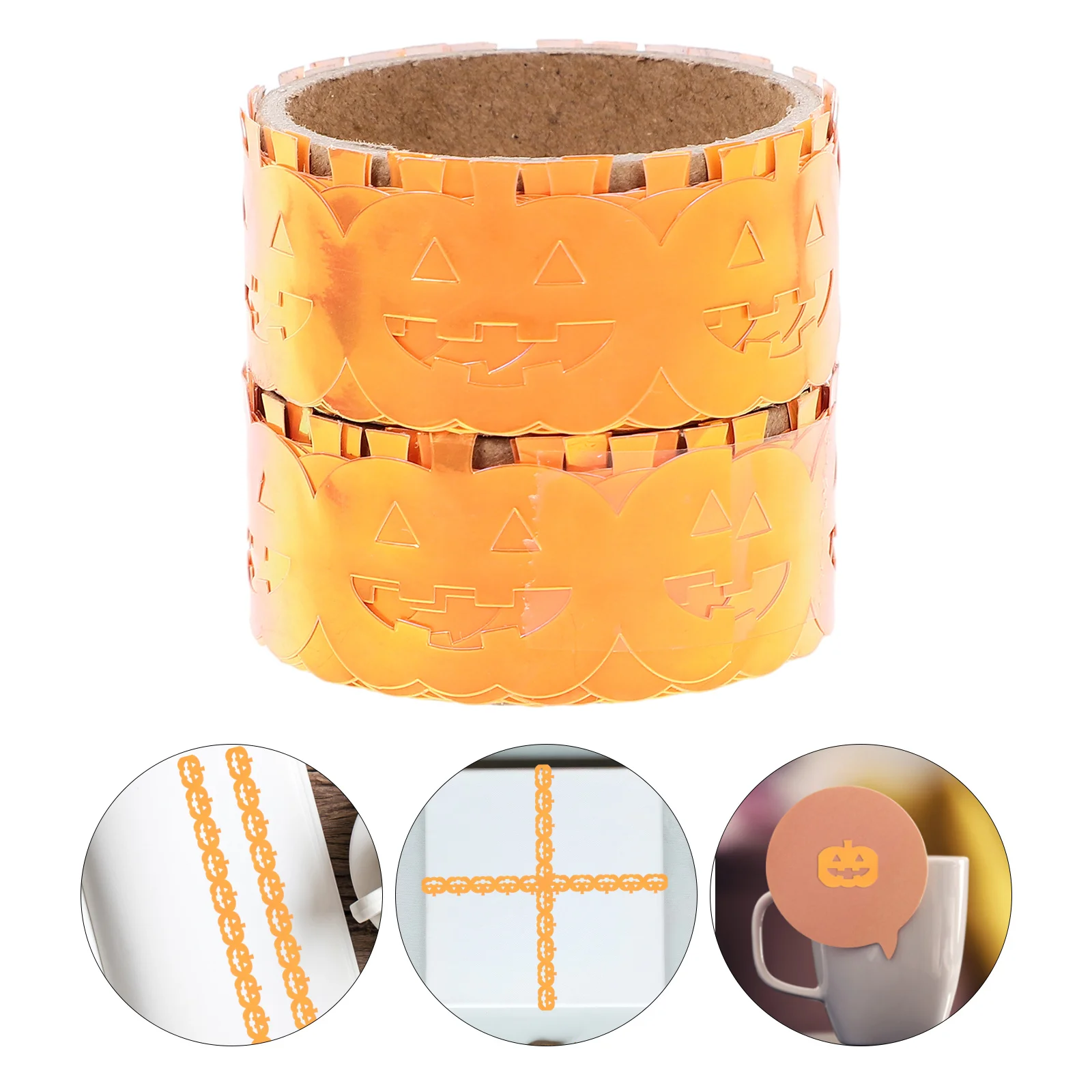 

Halloween Pumpkin Tape 2 Rolls Crafting Tape for DIY Projects Bulletin Board Classroom Wall Cord Board Holiday Decoration