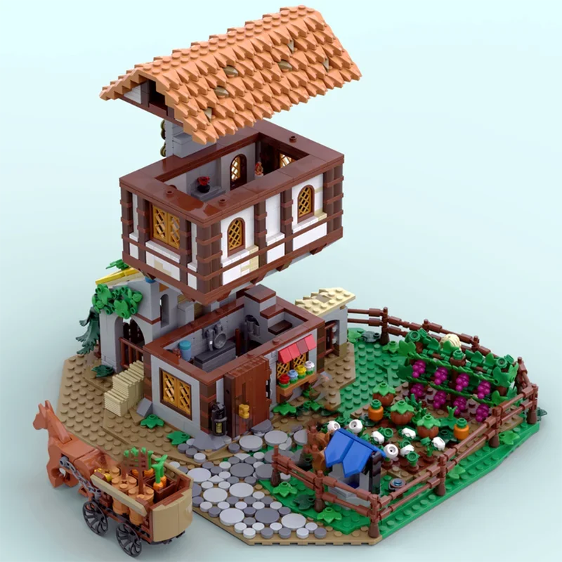 Medieval Castle Moc Building Blocks Bear Medieval Farm Technology Bricks Christmas Assembly Street View Toy Constructrion Gifts - view 4