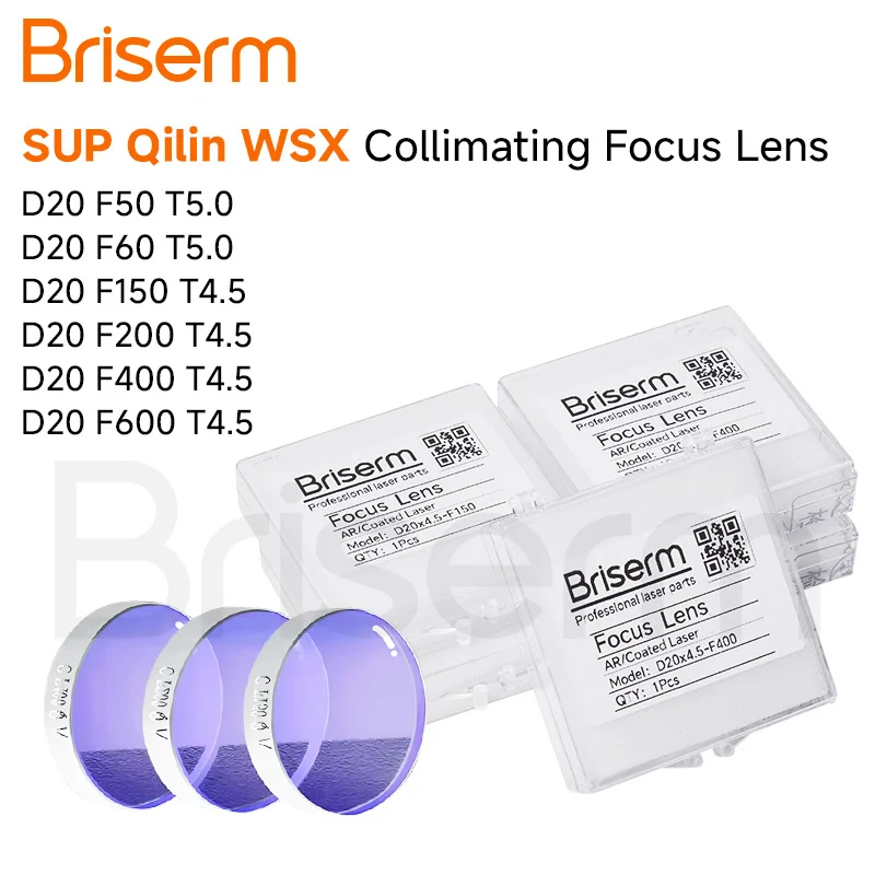 

Fiber Laser Welding Collimator Lens D20 T5.0 F50 F60 Focus Lens D20 F150 F200 T4.5 for SUP23S 23T 21ST Qilin WSX Hanwei