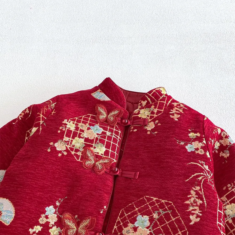 الملابس الصينية التقليدية السنة الجديدة طفل فتاة معاطف مبطن الشتاء الدافئ ملابس الأطفال عيد الميلاد الاطفال ملابس خارجية جاكيتات