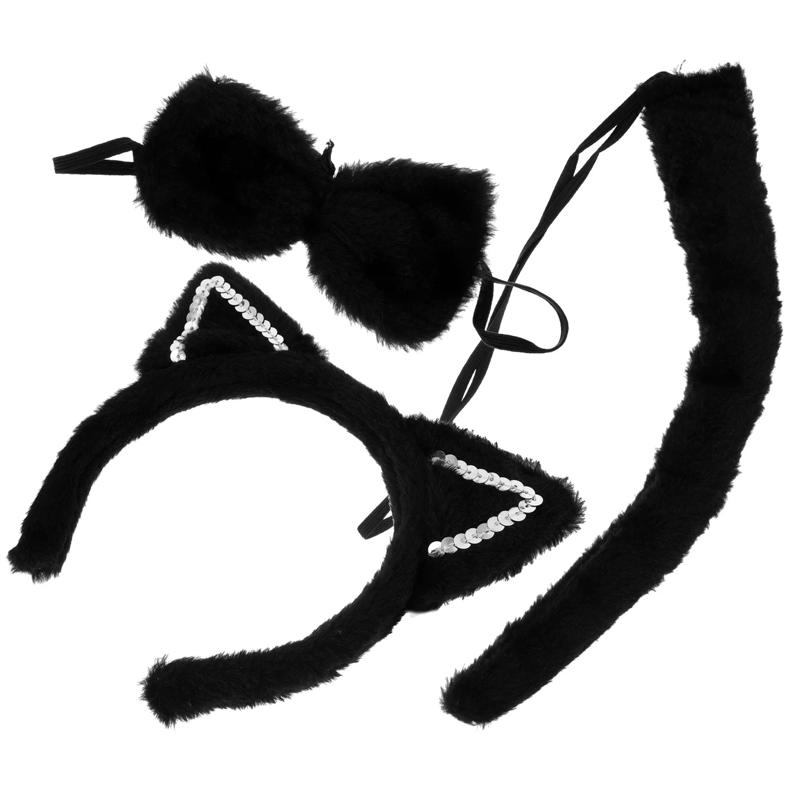 1 set Cat Ear Headband With Tail Set Cute Hair Decor For Women Party Cosplay Halloween Festival Photo Props Accessory