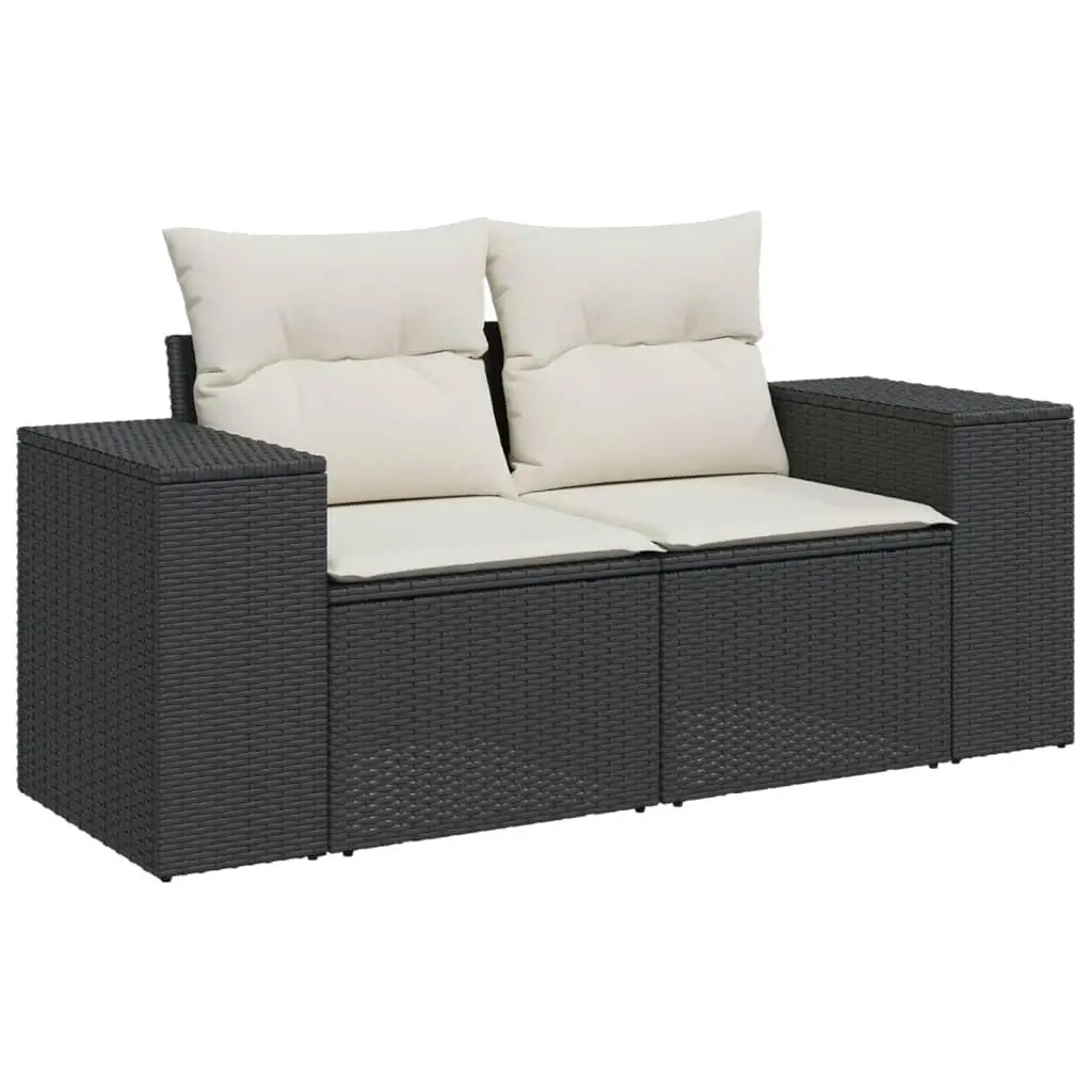 Modulares schwarzes PE-Rattan-Gartensofa-Set, große Gartenmöbel, Sofagarnitur für Terrasse oder Balkon, Entspannung