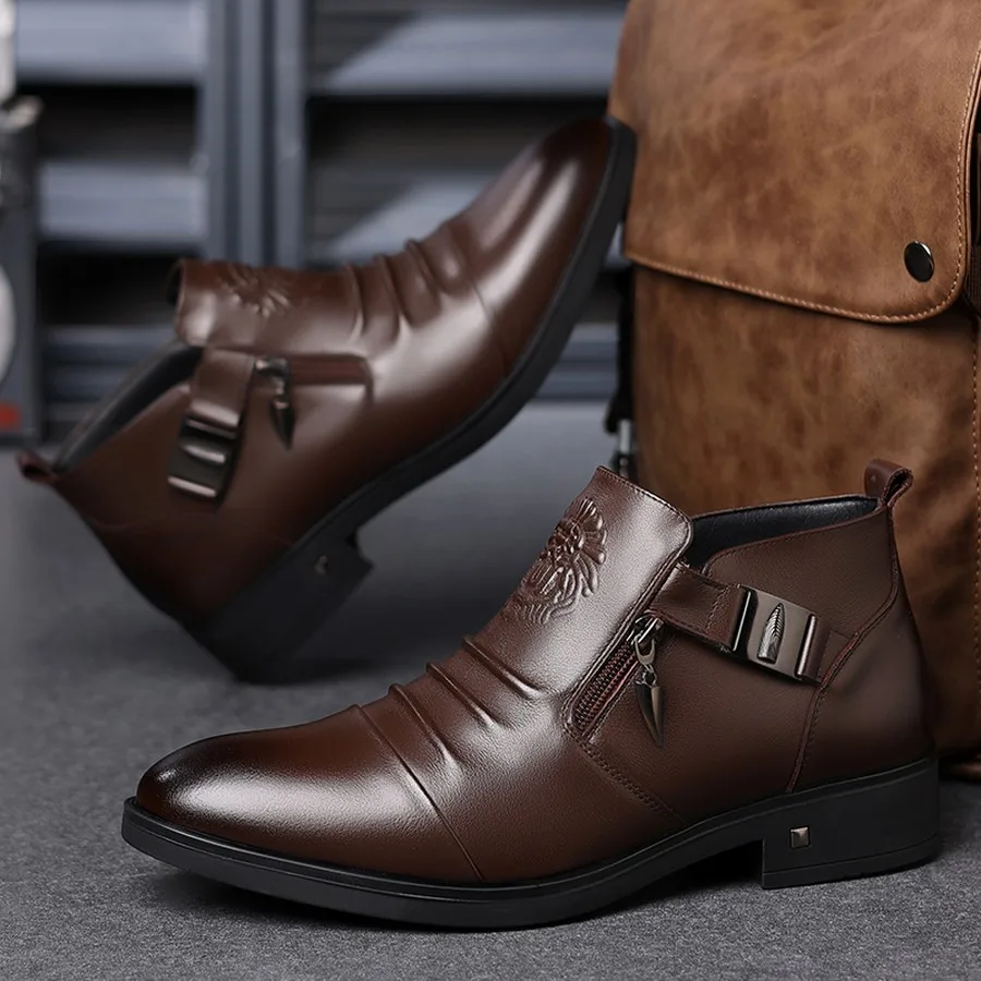 Herren Chelsea Boots in Übergröße, mit seitlichem Reißverschluss, runder Zehenpartie, lässige Stiefeletten für den Alltag und Winteranlässe – Detail 8