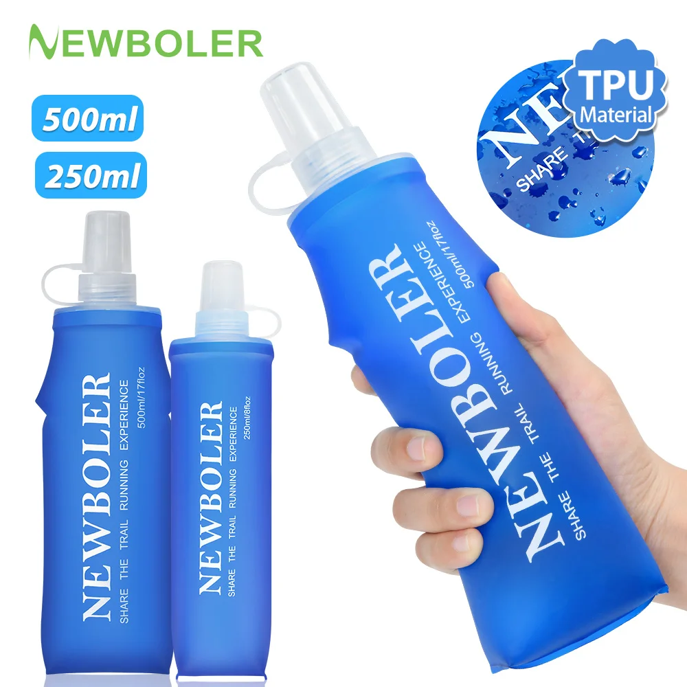 NEWBOLER 250ml/500ml Outdoor Collapsible Silicone Bite Size Water Bottle Running Camping Hiking Travel Convenient Water Bottle