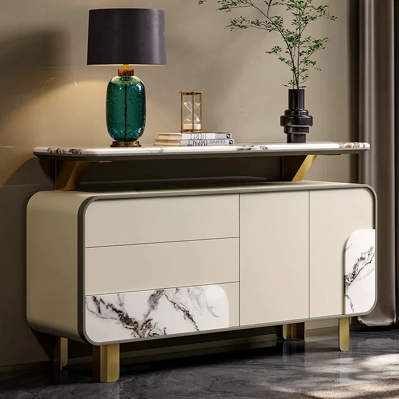 

Light luxury dining side storage cabinet Modern simple marble high-end entrance cabinet
