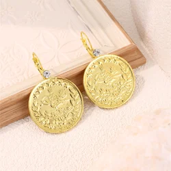 Turkish Coin Shaped Earrings Retro Ladies Round Earrings Aristocratic Bride Ear Decorations