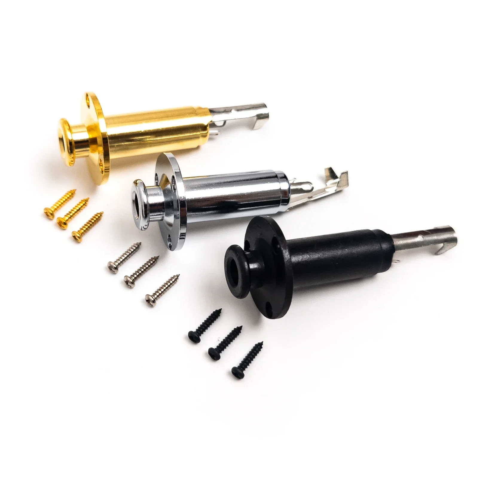 مقبس طرفي للجيتار الصوتي مقاس 6.35 مم مخرج أحادي نحاسي مع قطع غيار زر الحزام #3