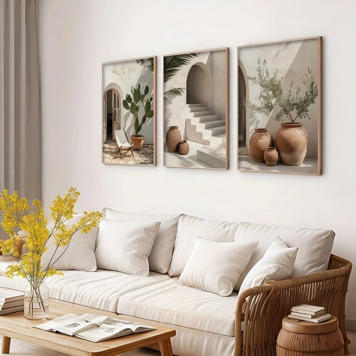 3pcs Mediterranean Bohemian Potted Plants Prints Poster Modern Photography Art Prints Arch Decor Wall Art Home Decor Art Poster