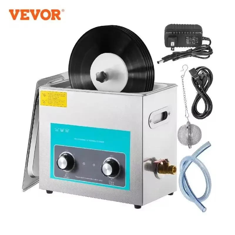 VEVOR Ultrasonic Vinyl Record Cleaner 6L Knob Ultrasonic Record Cleaner Mini Portable Washing Machine 40kHz 180W Cleaner