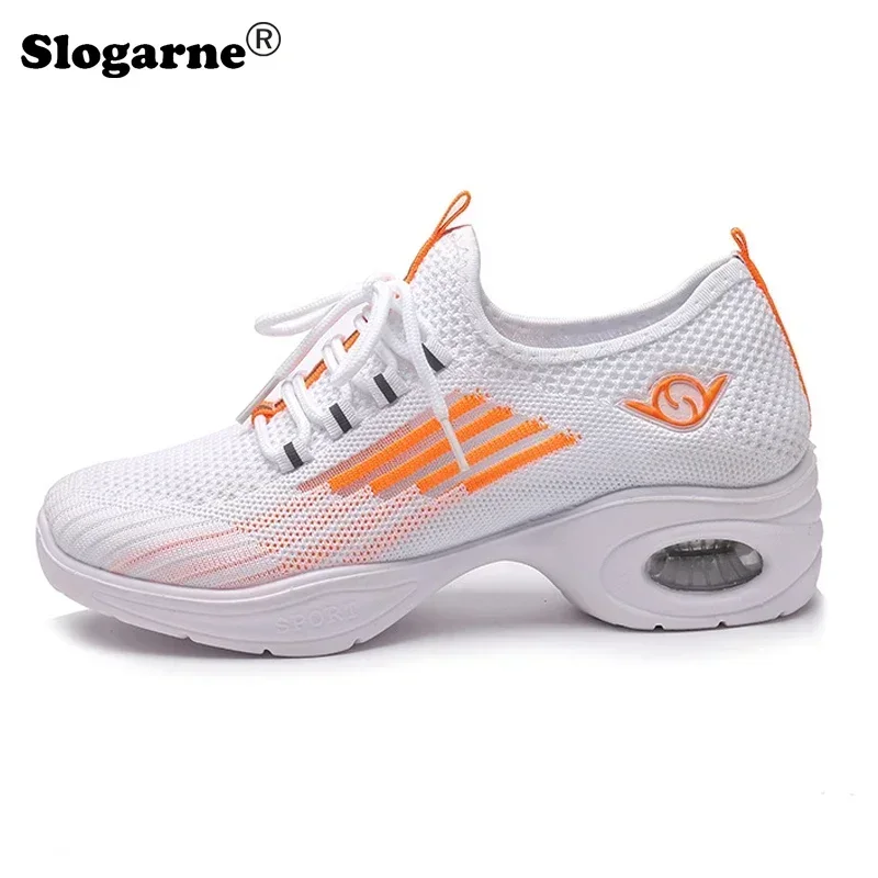 2025 Summer Sports Shoes Women Dance Shoes Soft Sole Air Cushion Weave Mesh Sneakers Women's Fitness Yoga Train Jazz Shoes