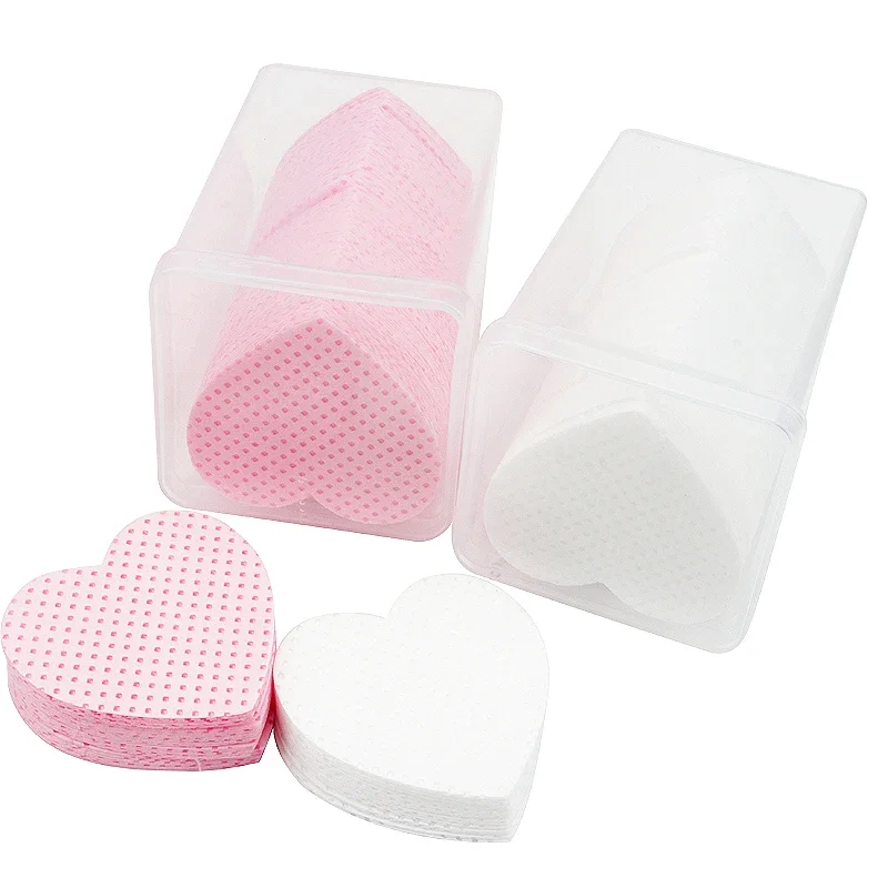 200 個使い捨てまつげエクステンション接着剤クレンジングコットンパッドハート型メイク落としコットンワイプナプキン化粧品ツール