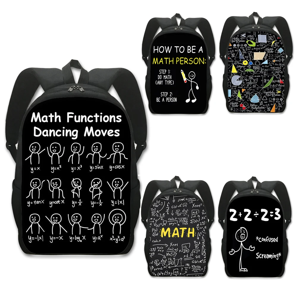 Lustige Algebra Mathe Tanz bewegt Rucksack für Teenager Jungen Mädchen Tages rucksack mathematische Formel Kinder Schult aschen Kinder Bücher tasche