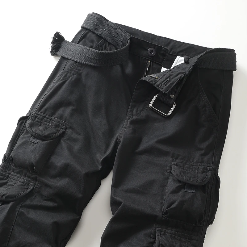 Pantaloni Cargo mimetici neri AKARMY pantaloni Ripstop multitasche da esterno pantaloni Casual Cargo resistenti all'usura autunnali maschili (senza cintura)