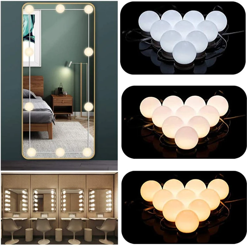 LED Light Makeup Mirror Bulbs Vanity Lights USB 12V Łazienka Toaletka Oświetlenie Ściemnialne oświetlenie LED Vanity Light For Mirror Light