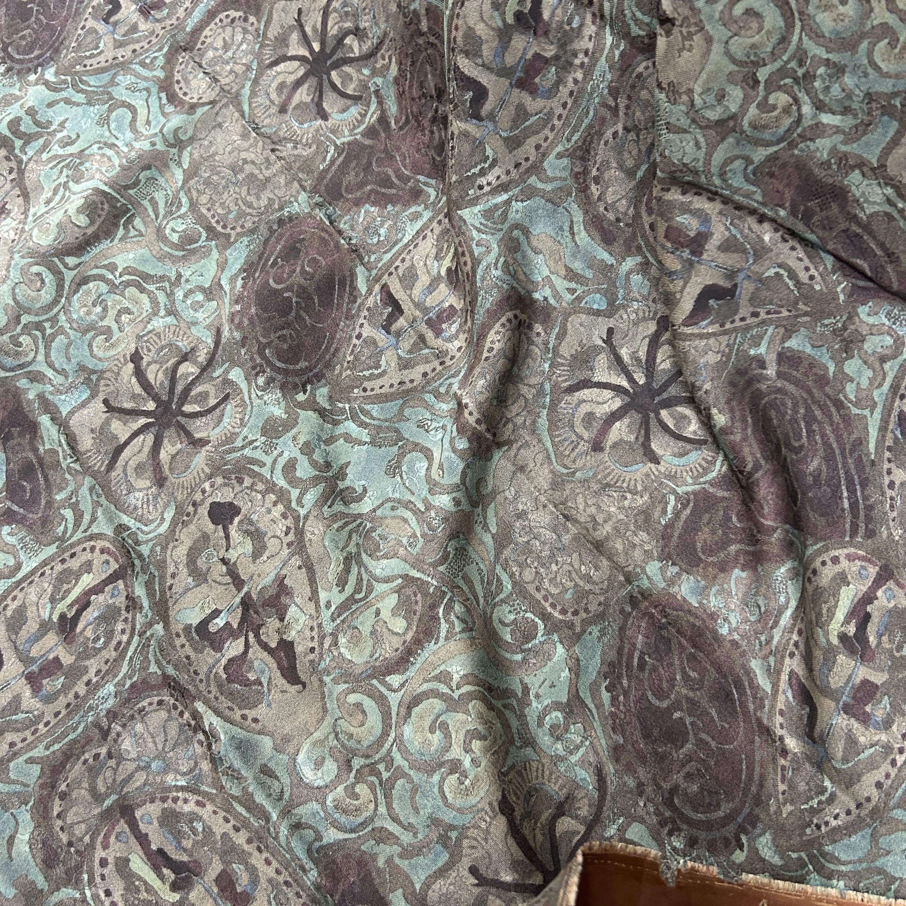 Silk Flower Luo Xiangyun Yarn Fabric Silk Vintage Blue Background Abstract Art Jacquard Cheongsam Red Cloud Yarn Fabric