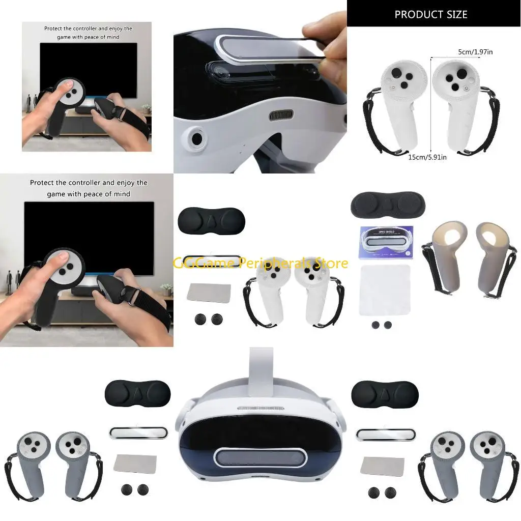 

U55B Comfortable Gaming Accessory Pack with Silicone Controller Covers for PICO4 Lens Protections