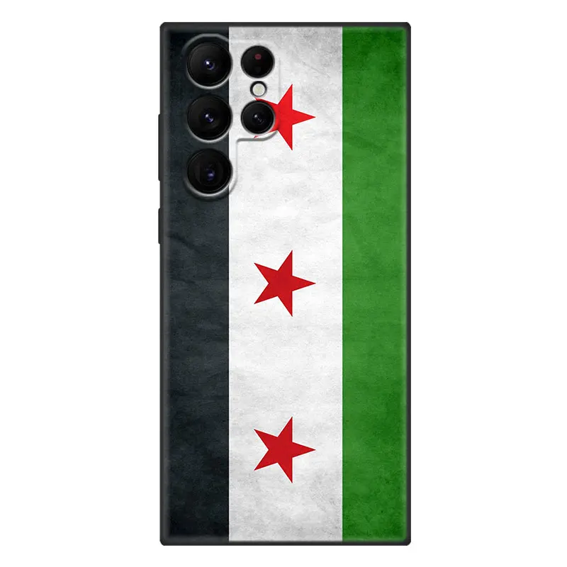 Syrian Syria Flag Phone Case For Samsung Galaxy S23 S22 S21 Ultra S20 FE 5G S10E S10 Lite S9 S8 Plus S7 Edge Black Cover